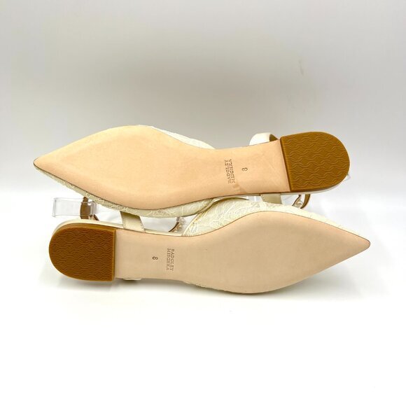 Badgley Mischka Womens Size 8 Ivory White Satin Lace Point Toe Dress Flats Shoes - Picture 9 of 12
